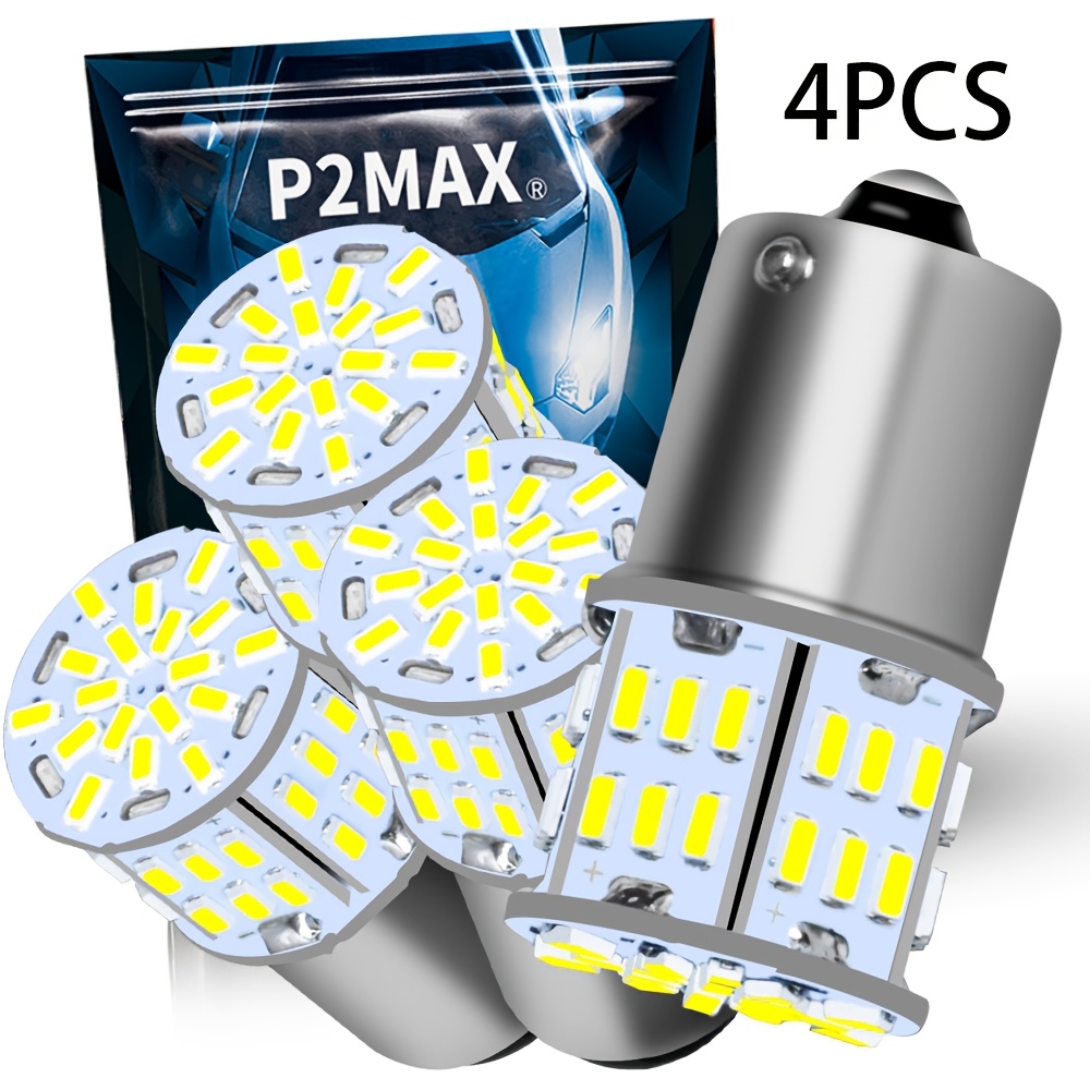 TEMU 4pcs High Brightness Led Car Brake Light Bulb 1156 Ba15s P21w 1157 Bay15d P21/5w S25g18 Adopts 3014 Light Beads For 360 Degree , Turn , Driving