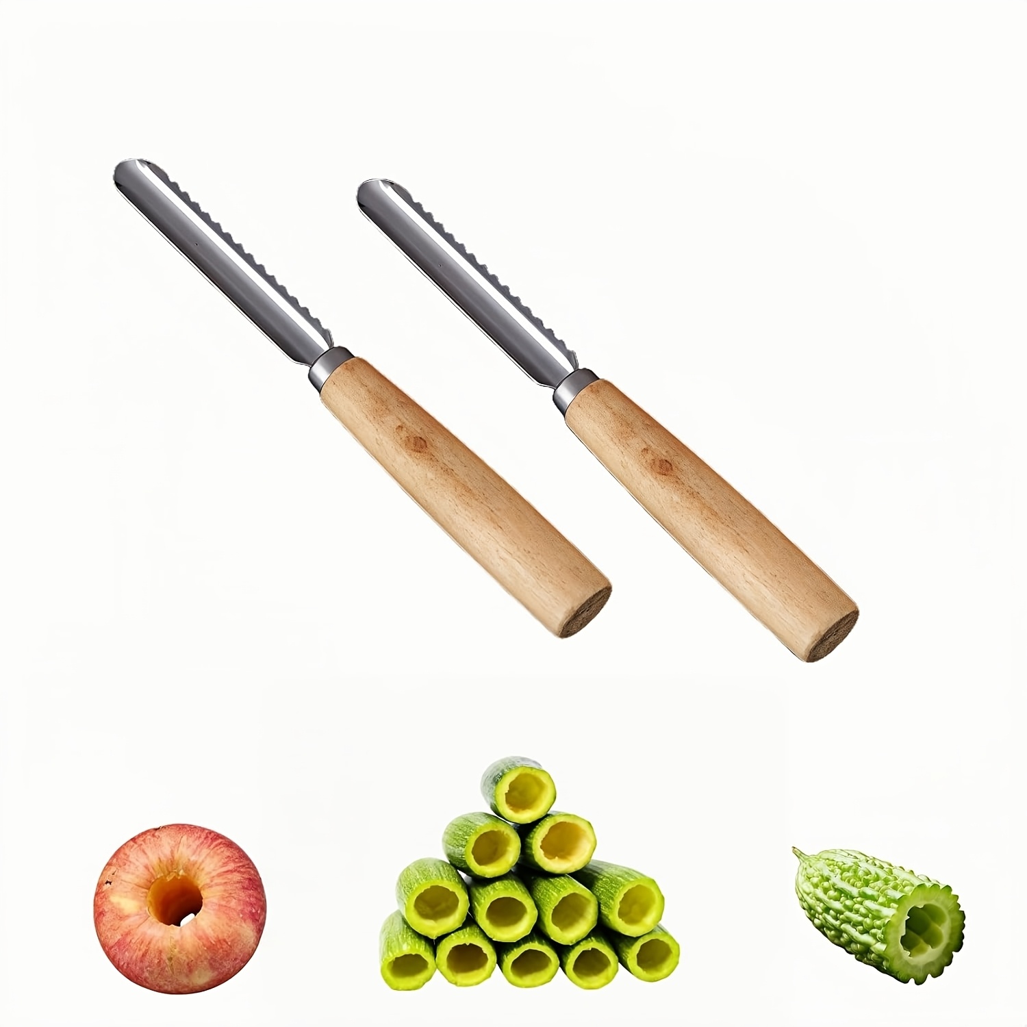 Vegetable Corer Tool - 8" Stainless Steel Corer For Zucchini, , Eggplant - Hollow Out For Stuffing With Handle - Kitchen Coring Tool