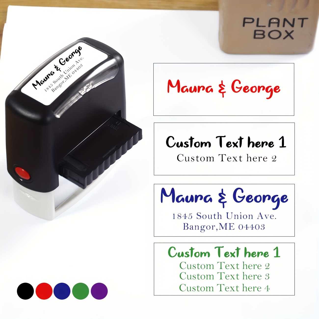 personalisierter automatischer stempel mit individuellem stempelaufdruck – kompatibel für adressstempel, rechtsdokumente, etiketten – bis zu 5-zeiliger individueller text/, stempelkissen enthalten (keine nachfüllungen   erhältlich) – büro- & geschäftsstempelmaschine für
