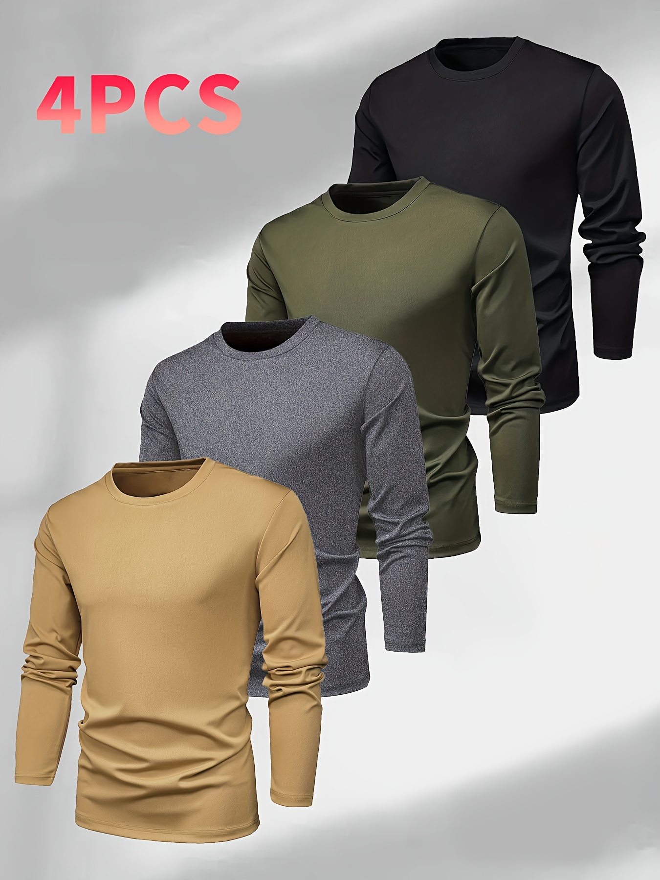 Men Long Sleeves Blouse Fashion Round Neck T-Shirt Casual