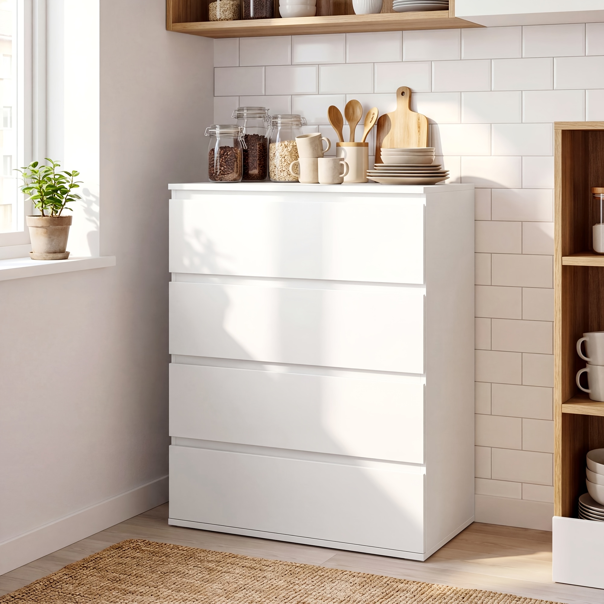 Kealive Chest Of Drawers White With Drawers, Sideboard Drawer Cabinet, For Hallway, Bedroom, Living Room, Storage Drawer Units