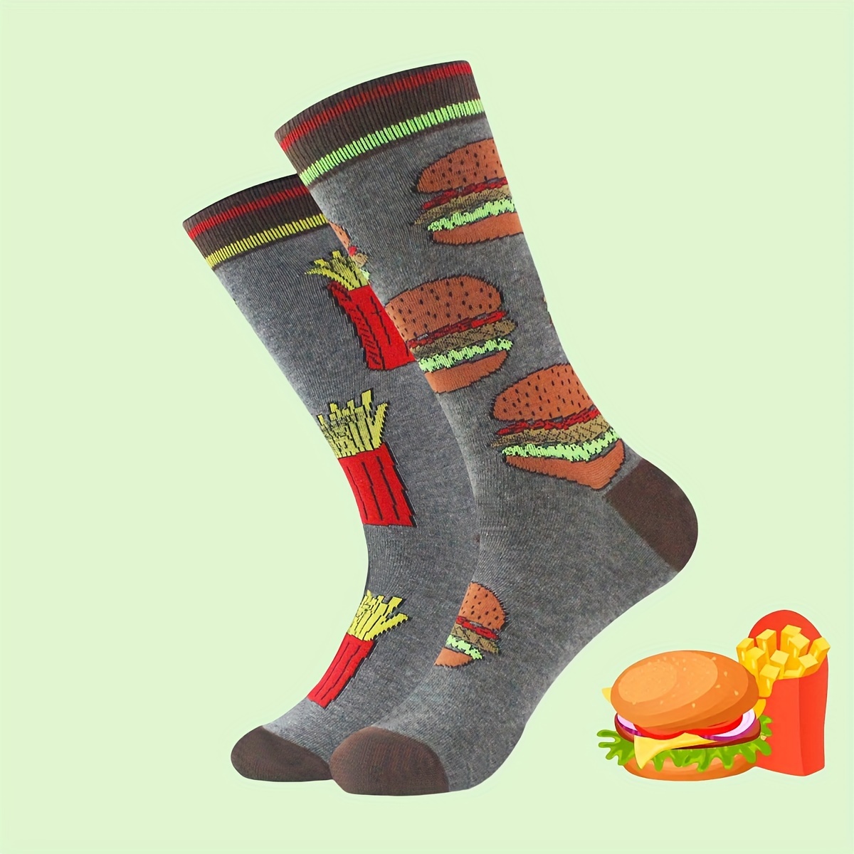 1-pack Ab Style Asymmetrical & Fries Men's Mid-calf Socks