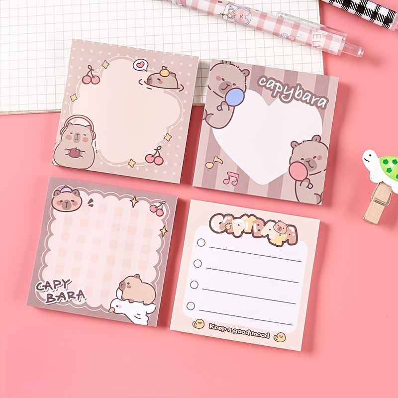 TEMU Official Capybara Sticky Notes! Random 50pcs Capybara Portable Notepad, Cute Cartoon For / To-do List Tool