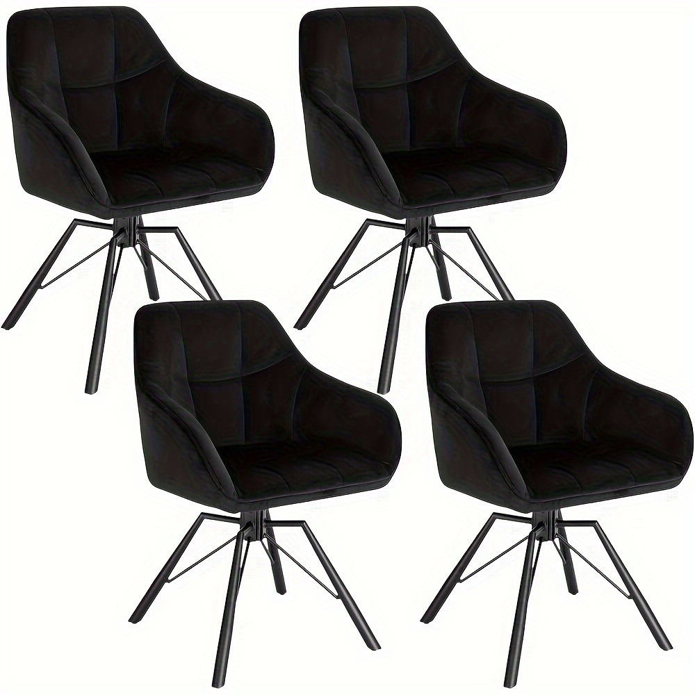 4pcs Swivel Dining Chair, Comfortable Dining Room Furniture, Armchair With Velvet Cover, Suitable For Dining Room, Living Room, Office