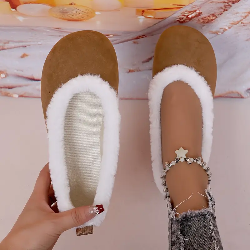 customer cozy plus size womens flats soft fashionable slip on shoes with plush lining for winter 6