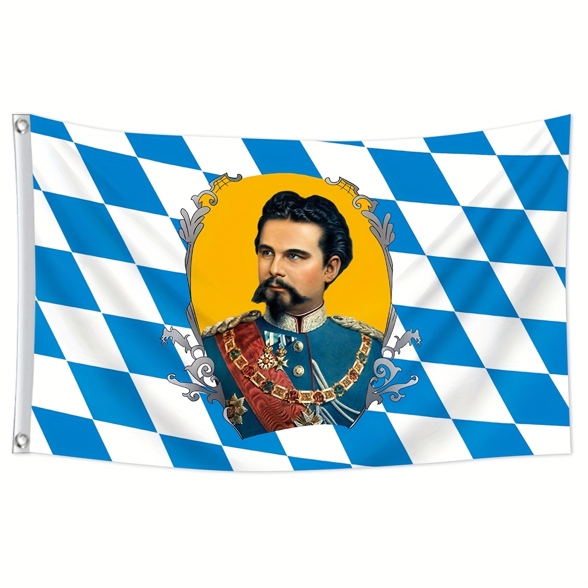 Image of Single Piece, King Ii Flag, With 2 Metal Eyelets, Single-sided Printing, Suitable For Indoor And Outdoor Decoration, Flagpole Not Included, Multiple Sizes , Bright Colors, Outdoor
