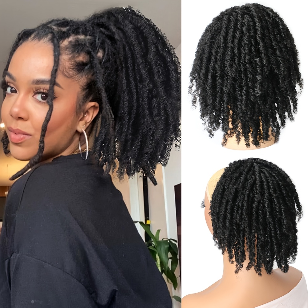 6 inch short dreadlocks drawstring ponytail hair extensions synthetic   locs clip in pony tail hair piece for women details 1
