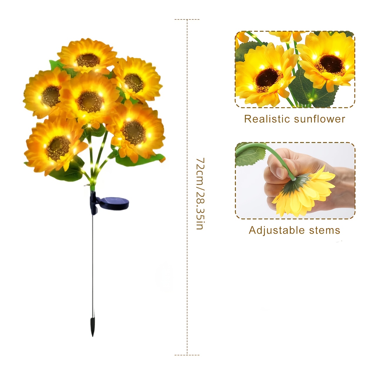 guirlande solaire de tournesols, lampe décorative avec 6 tournesols, détection dénergie lumineuse,   automatique/sous-  en  , cadeau pour   des mères et   des pères,   pour jardin ou pelouse Détails du produit 4