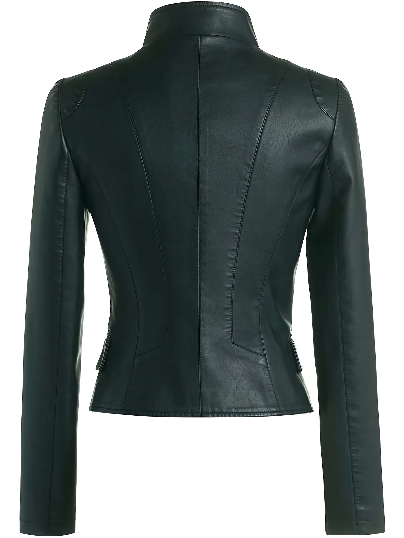 Women's PU Leather Jacket Motorcycle Coat Long Sleeve Vintage Style for Autumn - Image 4