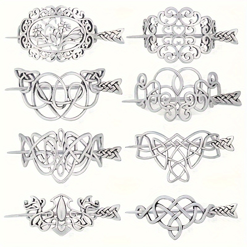 TEMU 8pcs Hairpins Crown Hairpin Hair Accessories Silvery Irish Long Hair Decoration Hair Accessories Women Braid Jewelry, Hdyv5aa