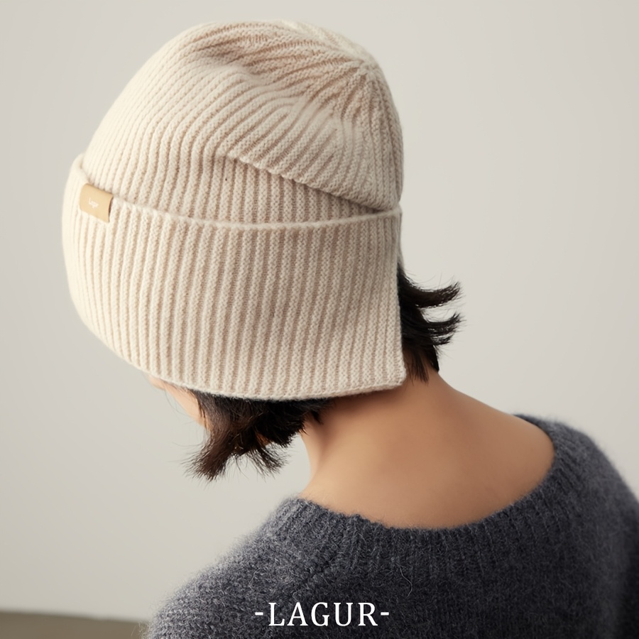 Women's 100% Wool Thick Beanie with Ear Flaps