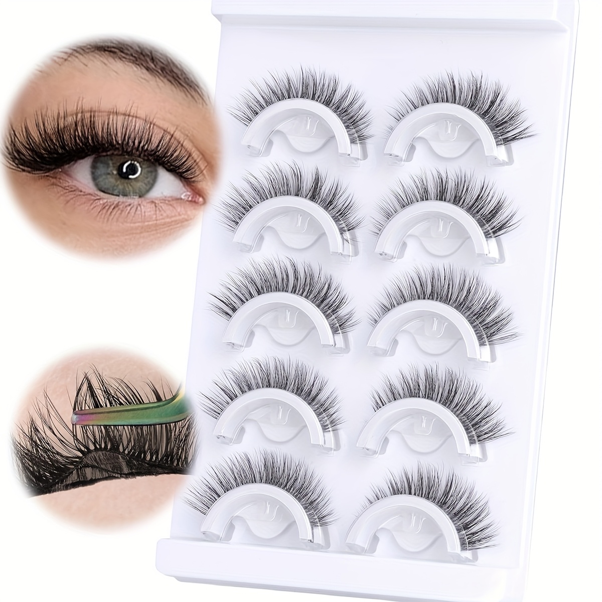 5 pairs self   false eyelashes no   cat eye mink lash extensions reusable press   with c   natural   styles for beginners pros eyelash accessories beginner friendly lashes   enhancing lashes fluffy texture lashes details 6