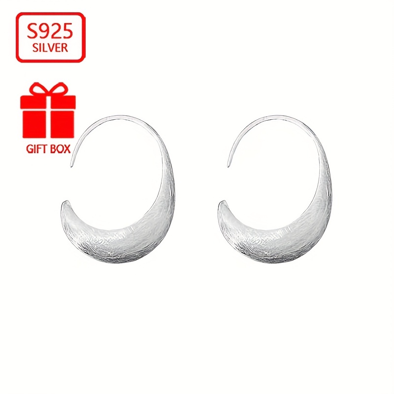 925 Silver Frosted C-shaped Women's Earrings