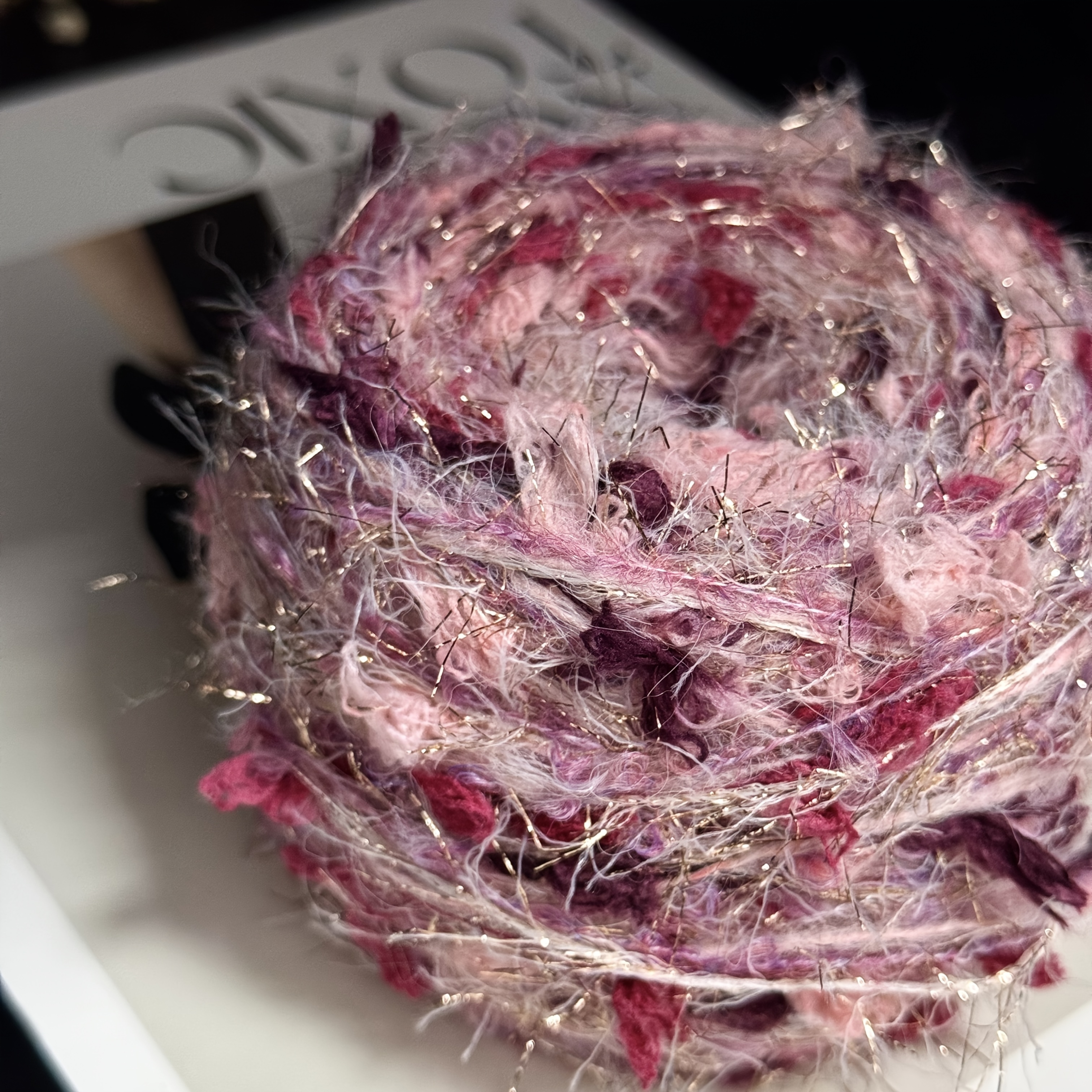 Image of 70g/piece Dried Rose Pink Purple Mohair Style Yarn Flower Loop Thread Multi-strand Mixed Yarn Hand Crochet Knitting Material Handmade Fabric Gradient Knitting Yarn Scarf Hat Clothes Creative