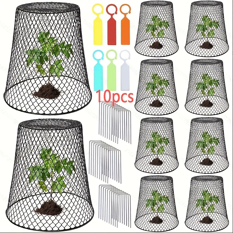 TEMU 10pcs Chicken Wire Cloche Plant Covers Garden Netting Metal Heavy Duty Plant Protectors From Animals For Keeping Bunnies Chicken Squirrels Birds