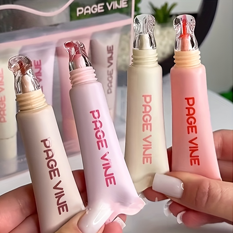 4 st. läppglans - omedelbar fukt och hydrering, långvarig klar läppolja, -klibbig för mjuka och släta - växtbaserad skvalan, alla hudtyper, bärton, läppvård | Temu Sweden