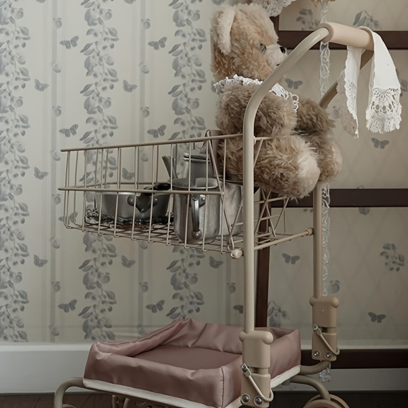 Image of 1pc Doll Stroller With Storage Bag, Shopping Cart Toy For Dolls, Miniature Supermarket Shopping Cart Play House Toy, Foldable 's Toy Stroller