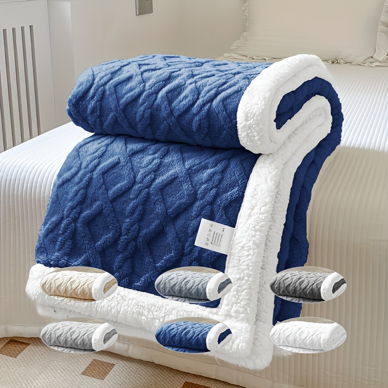 Throw Blanket - Fluffy Soft Cosy Winter Blankets, Thick Warm Throws for Sofa Bed Office Travel Christmas Gift White, Beige, Light Grey, Light Blue, Dark Grey & Dark Blue