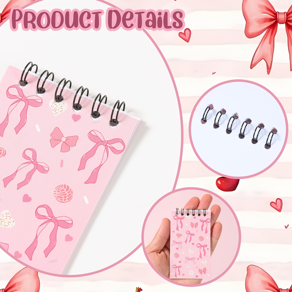 8pcs Bow Cherry Pattern Coil Notebooks for School Supplies