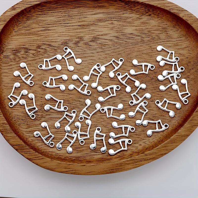 30pcs Hollowing Music Notation Charm Alloy Hollow Note Music Ancient Silvery Tibetan Silvery Making Bracelet Earrings Necklace Hollow Note Music Pendant Handmade