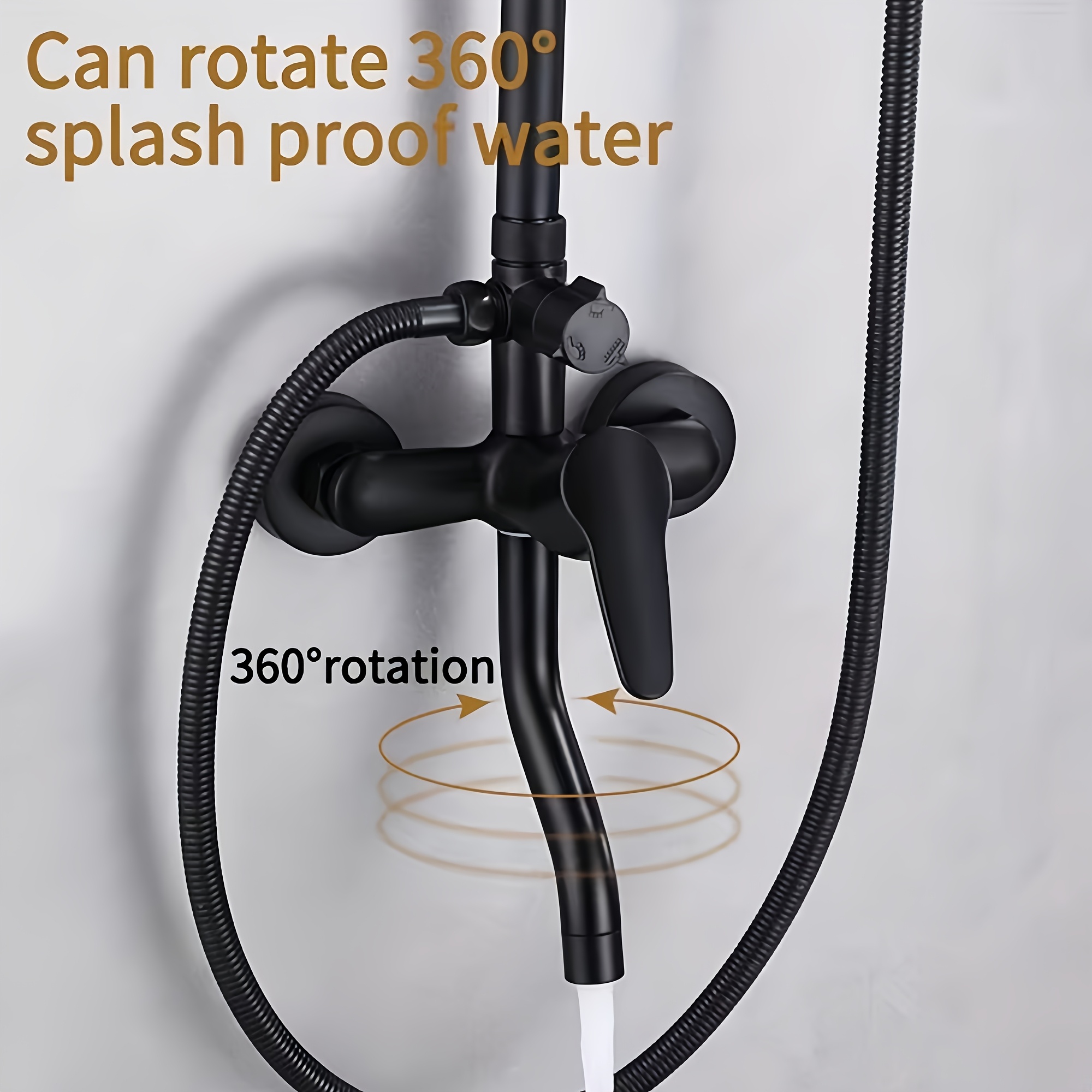 Modern Black Showerhead Set with Piano Key Rainfall Shower System