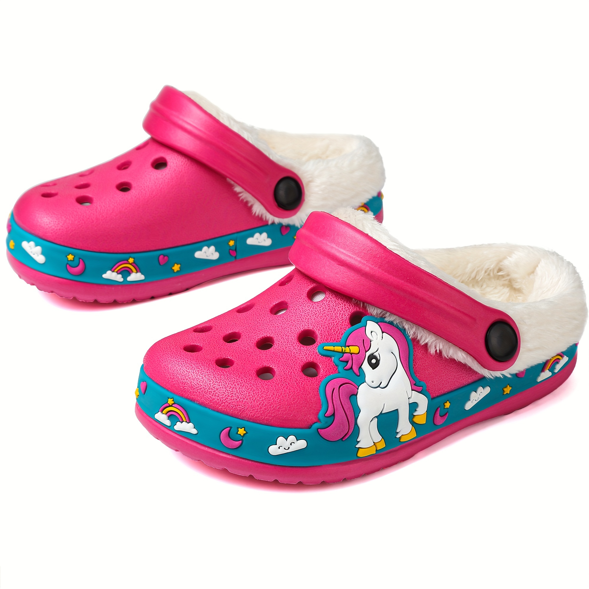 

Casual Cute Cartoon Warm And Soft Clogs For Girls, Lightweight Non Slip Fleece Lined Soft Bottom Slippers For Indoor Outdoor, Autumn And Winter