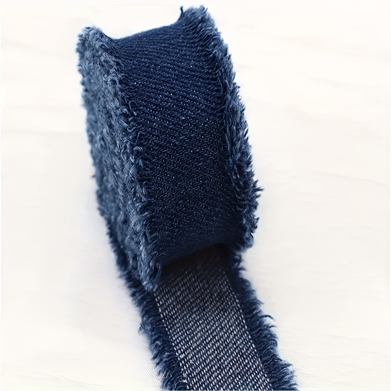 TEMU Vintage-inspired Denim Ribbon Trim, 0.16" Wide X 5.1ft Long With Double Tassel - Decorative Fabric Tape For Diy Crafts, Clothing, Bags & Gift