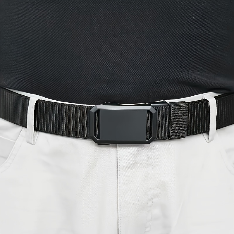 Men's Automatic Buckle Nylon Belt Square Iron Buckle