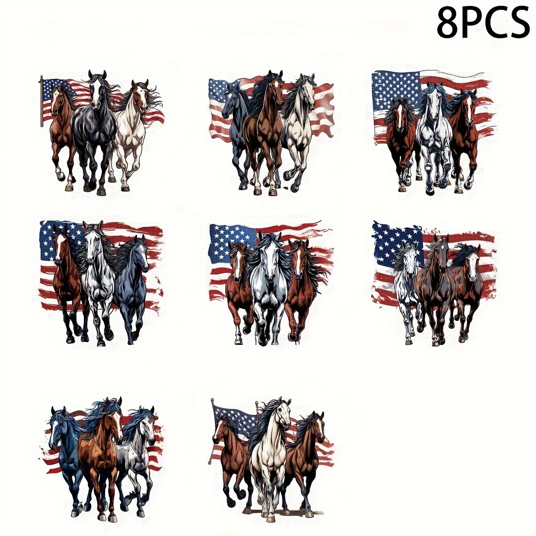 

8pcs Horse Design Uv Dtf Cup Stickers, Waterproof Sticker Pack For Decorating Mugs, Cups, Bottles, School Supplies, Etc, Arts Crafts, Diy Art Supplies