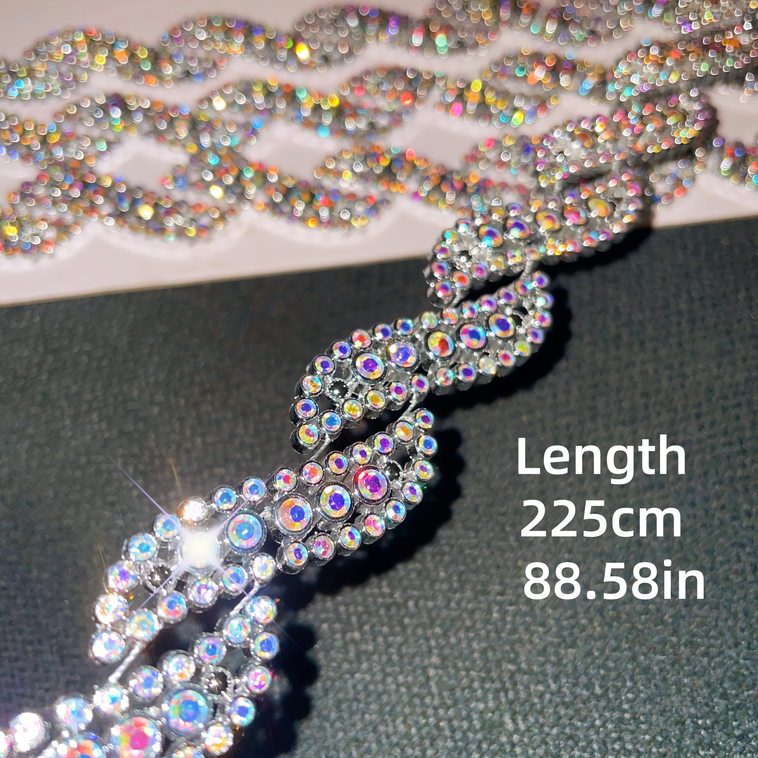 TEMU 100cm/150cm/225cm (39.37in/59.06in/88.58in) Rhinestone Trim, Diy Rhinestone Sewing Lace, Sparkling Rhinestone Inlay, Perfect For Wedding Dress