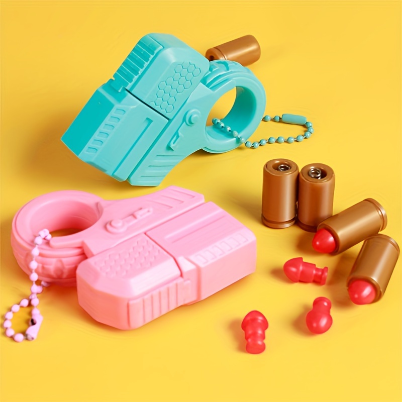 1pc ring gun with shell ejector relax fidget toy cute bag charm accessory perfect gift idea toy gun details 9