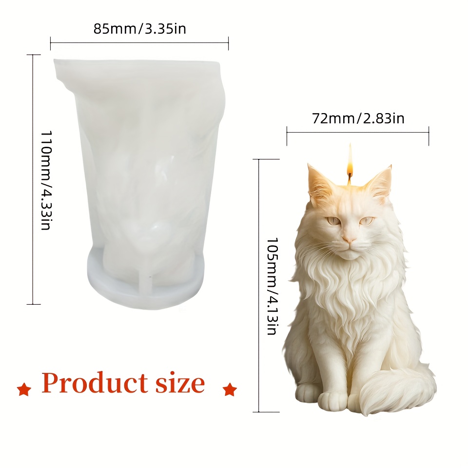 TEMU Seated Maine Coon Silicone Candle Mold - Reusable & Easy To Release, Detailed Reproduction For Candles, Plaster, Clay Decorations - &, Fragrance