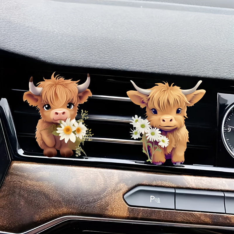 

2pcs Cute Floral Cow Pattern Car Vent Clip Aromatherapy Diffusers With 2 Scented Pads, Random Fragrance, Auto Freshener Interior Accessories, Acrylic, Air Freshener, Wax Sticks