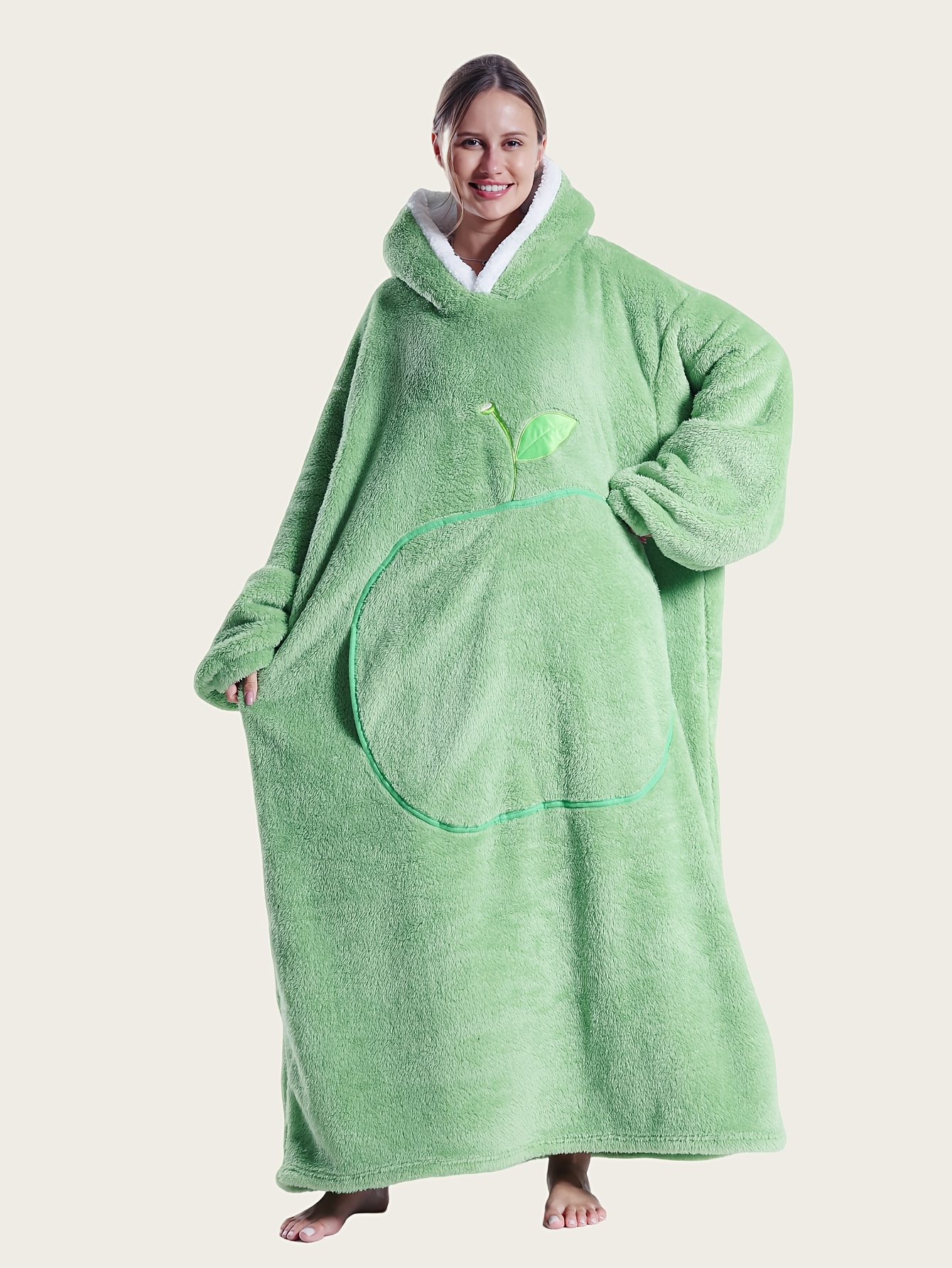 Plus Size - Women S Plus Size Long Sleeve Hooded Sweater - Cozy Autumn/  with   Pockets, Drawstring Hood, and Fluffy Lined for Indoor/Outdoor Use -   Decor, Oversized Hoodie