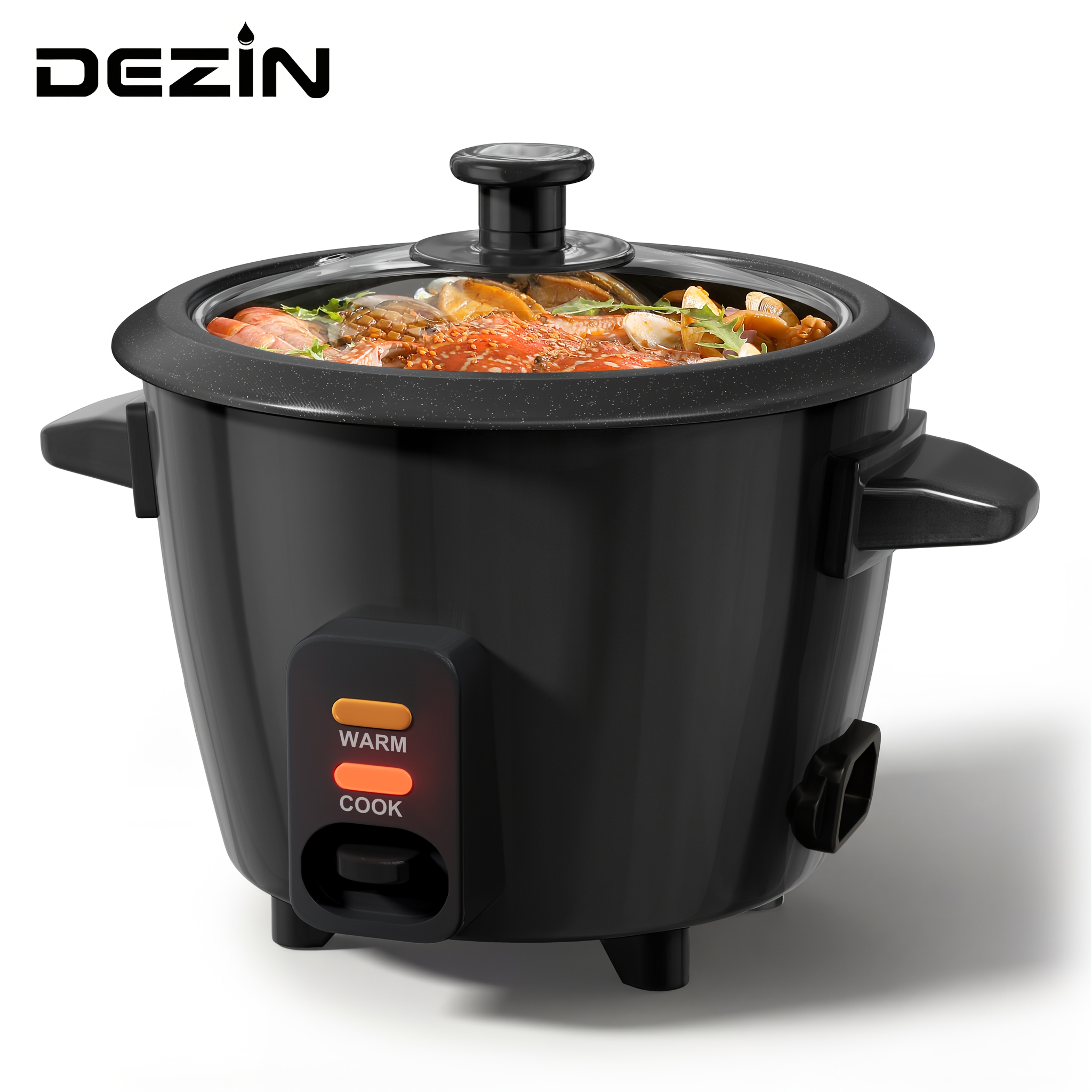 TEMU Dezin Rice Cooker, 3-cup () / 6-cup (cooked), Compact Rice Cooker, Oatmeal Maker, Soup Preparation Device, Automatic Function, 1.5 Quart, Black