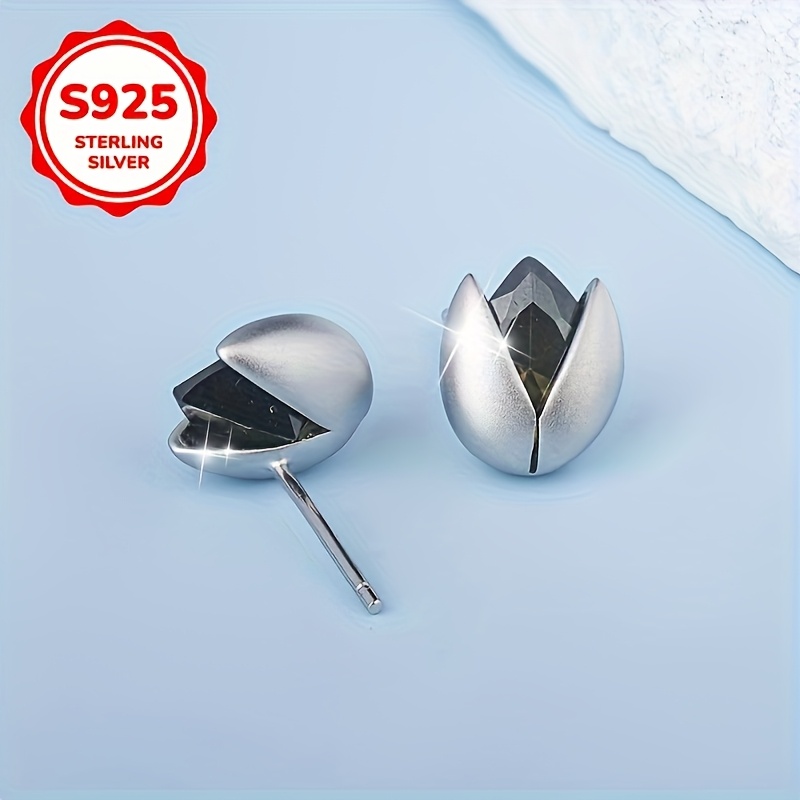 Women's 925 Silver Hypoallergenic Stud Earrings, Versatile Design