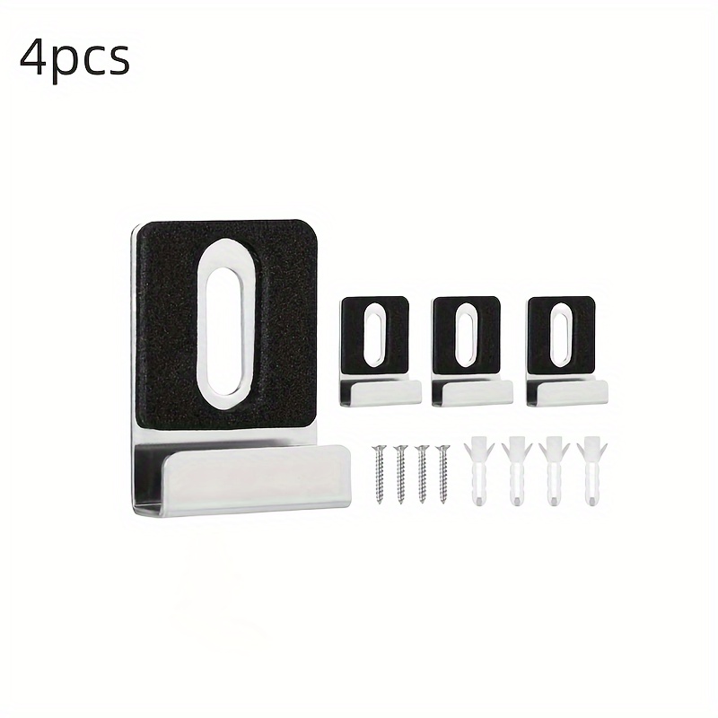 Image of Iron Frameless Mirror Holder - 4pcs Stainless Steel Wall Mounting Bracket Kit With Screws For Bathroom Mirror, Frameless Glass Mirror Mounting Hardware Set