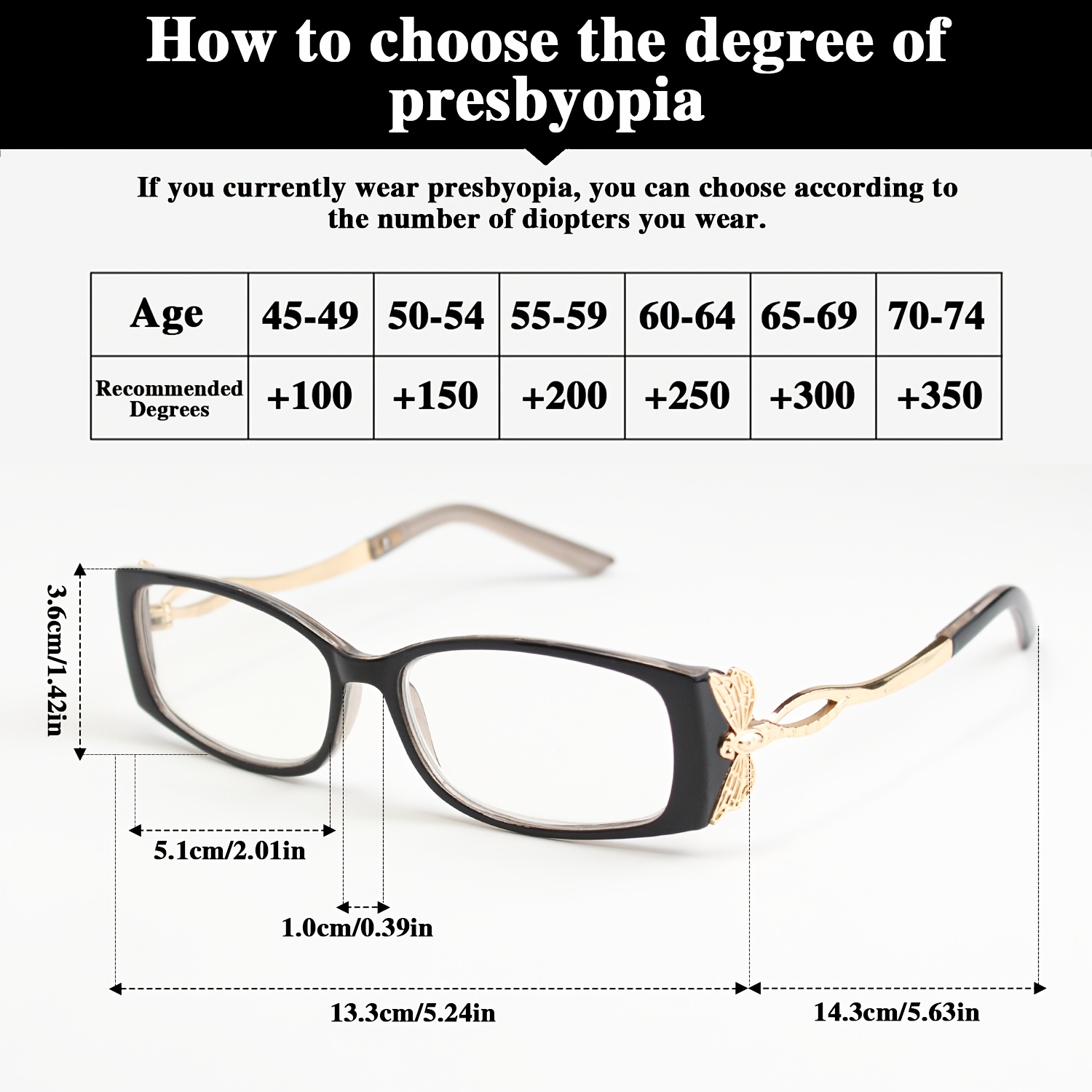 Small-Framed Rectangular Reading Glasses with Dragonfly Motifs