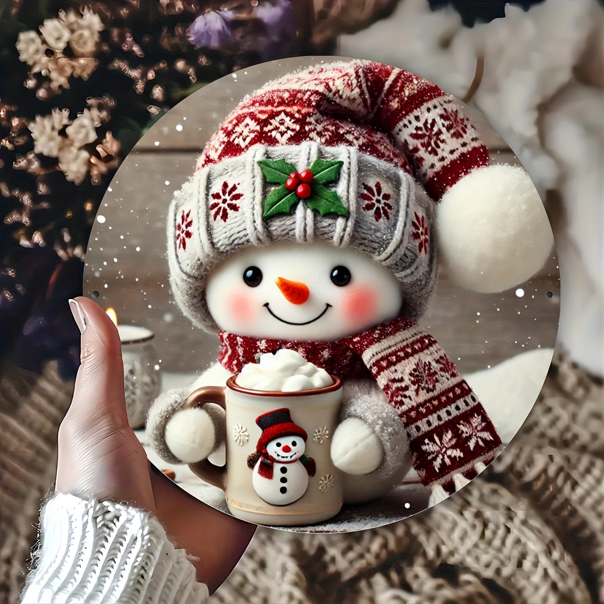 

Festive 7.8x7.8 Inch Snowman Wall Art: 2d Printed Metal Sign, Christmas Kitchen Coffee Bar Home Decor, Winter Farmhouse Art, Christmas Wall Art, Artistic Winter Decor, , Christmas Decor