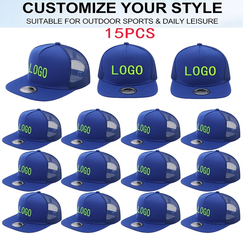 15pcs Personalized Retro Mesh Trucker Hats, Customizable