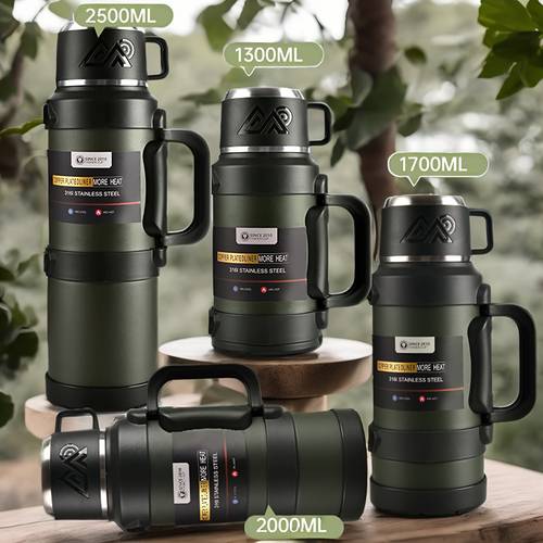 1 large capacity insulated kettle insulated bucket insulated cooler coffee pot travel kettle with handle steel outdoor car layer kettle suitable for outdoor travel camping ramadan gift
