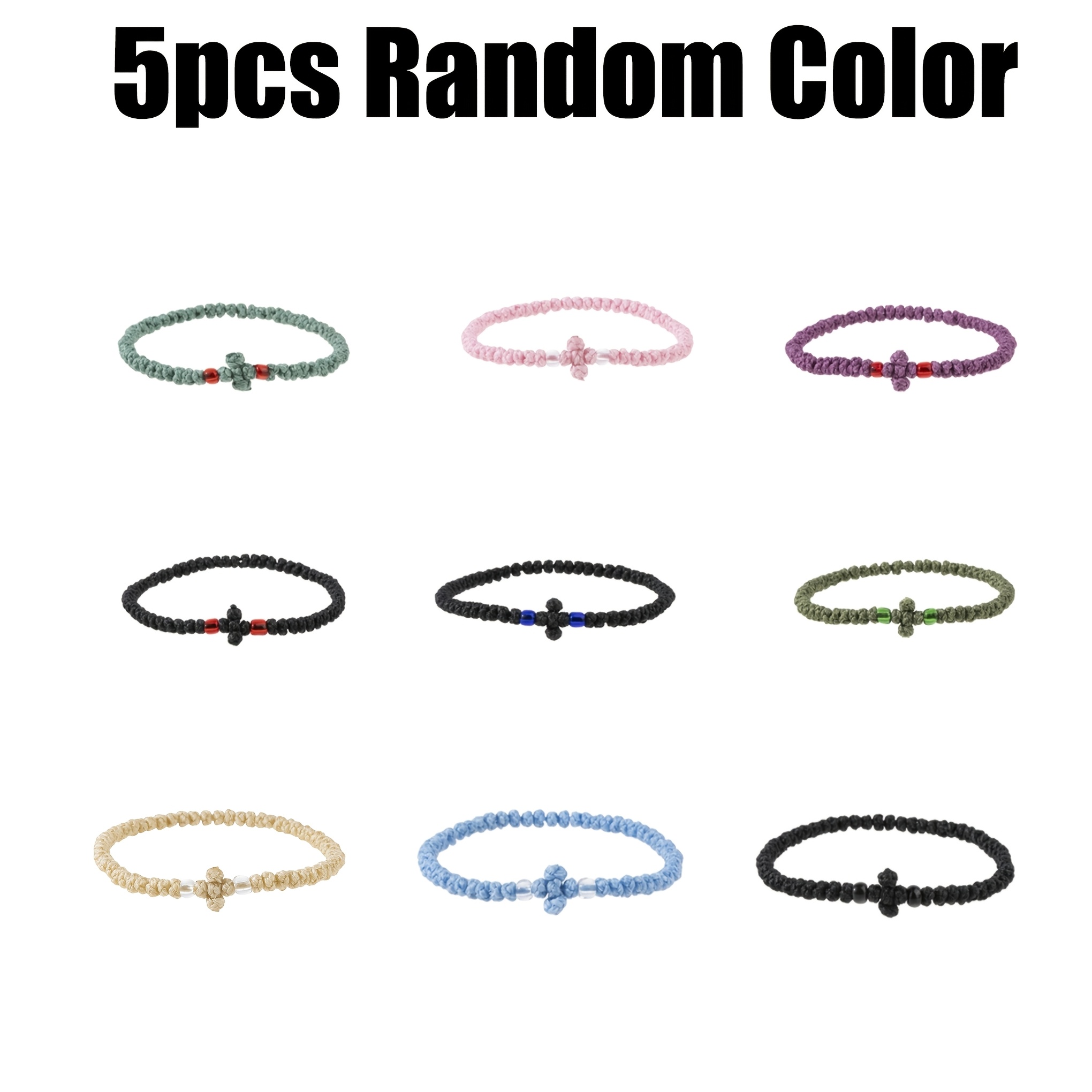 TEMU Best Friend/couple/family Cross Braided Bracelet Set (2pcs), Unisex Adjustable Sliding Knot Wristband (14.5cm), 1/3/5pcs Random Colors Mystery