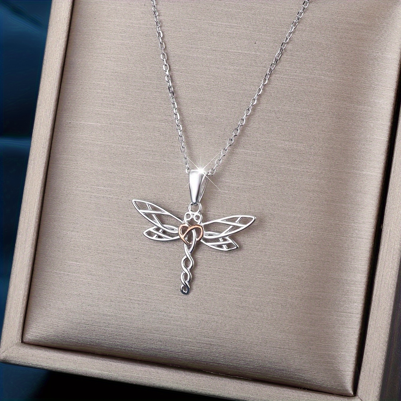 925 Sterling Silver Dragonfly Necklace, Vintage Style