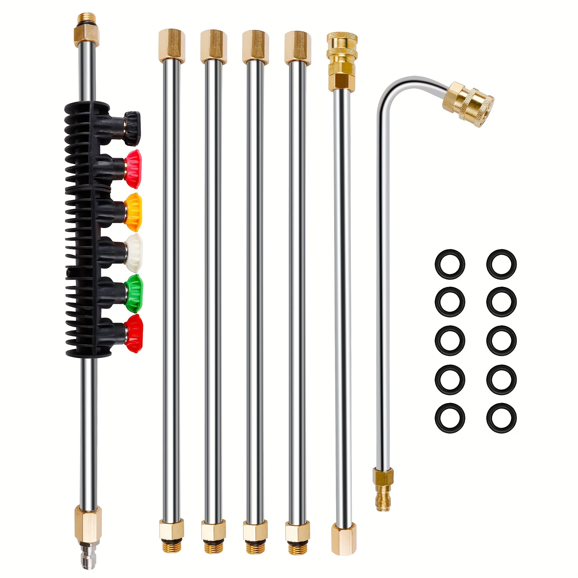 

1 Pack High Pressure Washer Extension Wand Set, 8.5 Ft Replacement Lance With 6 Nozzle Tips, 4000psi