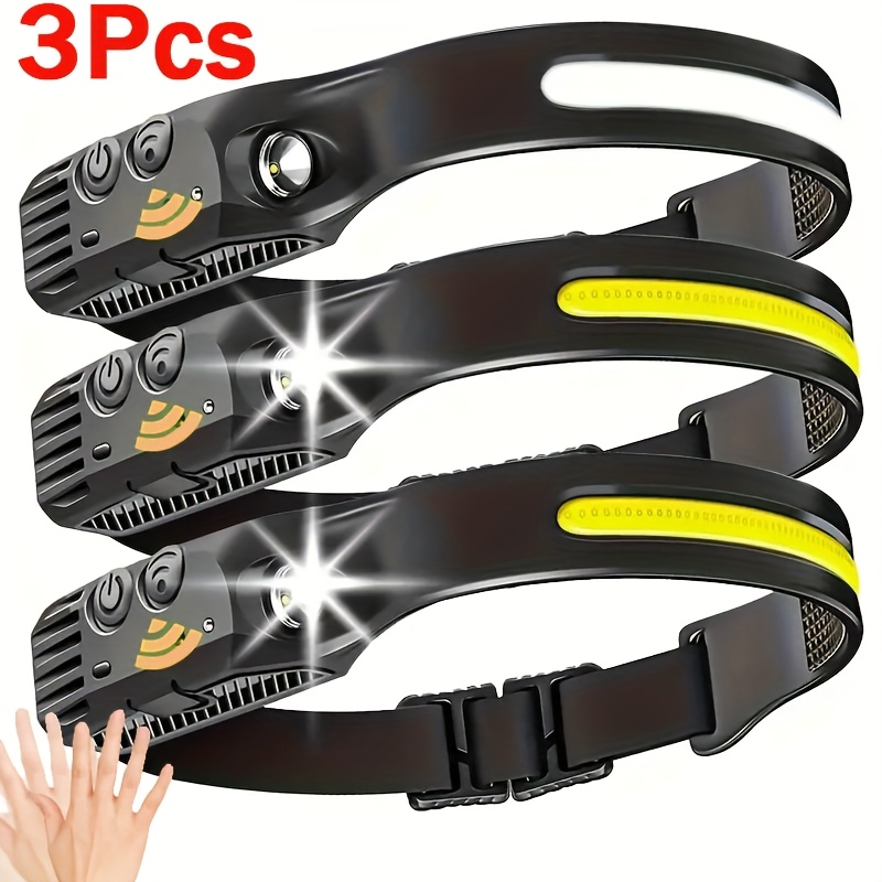 

Buy 2 Get Free, Total Of 3pcs Rechargeable 230° Wide-beam With , Lightweight With Adjustable Strap For Outdoor Camping, Running, Cycling, Usb Type-c Cable Included