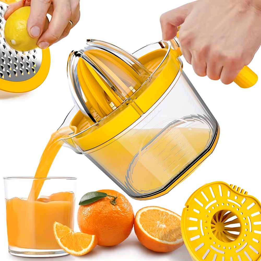 TEMU Multifunctional Hand Juicer, 500ml Lemon Orange Squeezer With Comfortable Grip, Manual Citrus Press For Lime, Lemon, Pomegranate, Easy Clean