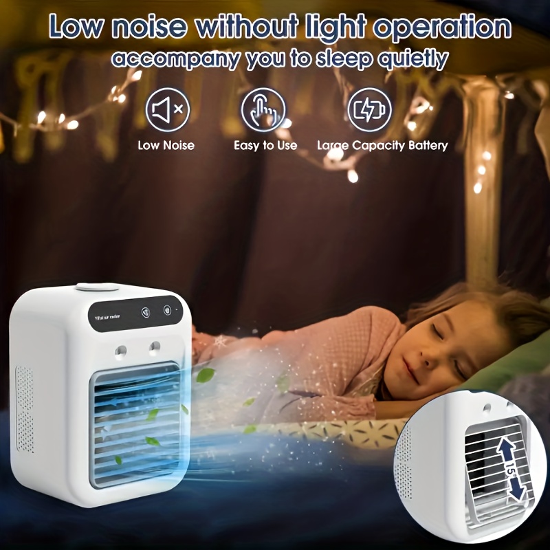 USB Rechargeable Mini Air Conditioner Fan - Portable Desk Cooling Device with Lithium Battery, Wireless, And USB Charging for Home, Office, Or Dormitory Use, Cooling Device