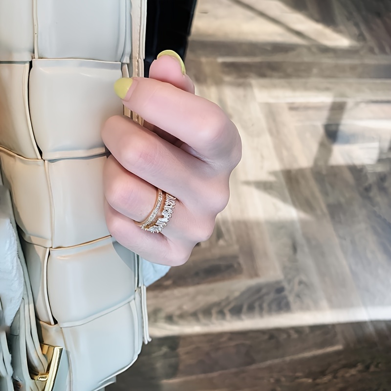 Double Layer Ring with Light Luxury Micro-Set Zirconia for Fashionable Temperament