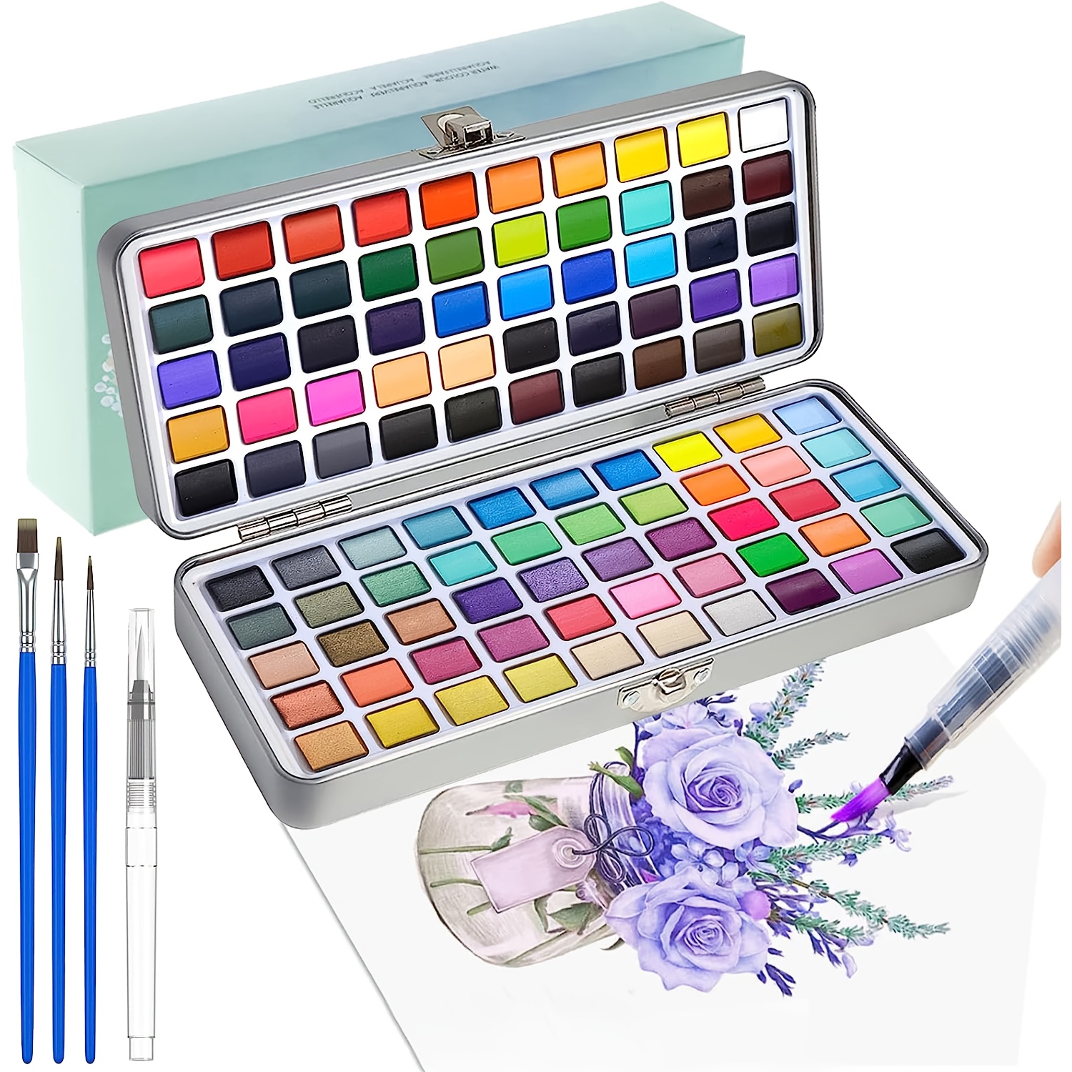 

Artpro 50/72/ Colors Watercolor Paint Set With Palette And Brush - Portable Gel Watercolor Paints In Box, Ideal For Artists, Enthusiasts, And Painting Lovers