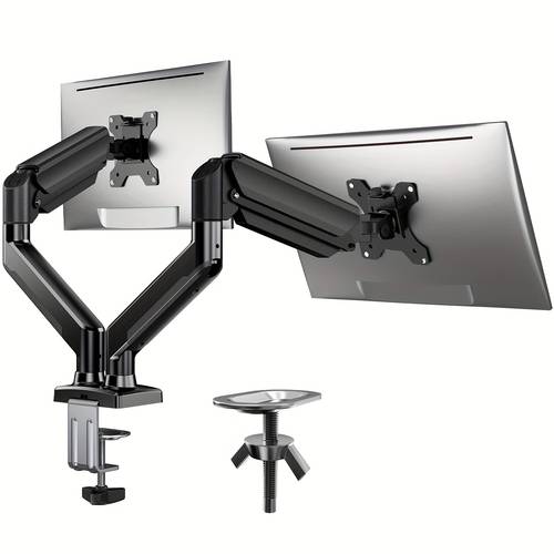 32 inches screen dual monitor mount home kitchen furniture max 22 lbs each arm adjustable dual monitor stand dual monitor arm with 180 swivel tilt 360 rotation for home office vesa 75 100mm